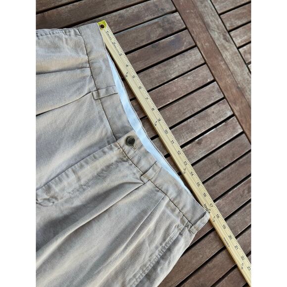 Vintage Brooks Brothers 346 Sz 36x30 Beige 100% Linen Chino Dress Pants Trousers - Picture 3 of 8
